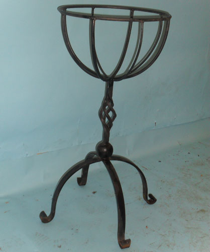 Lovely plant stand with hand forged scrolls and cage