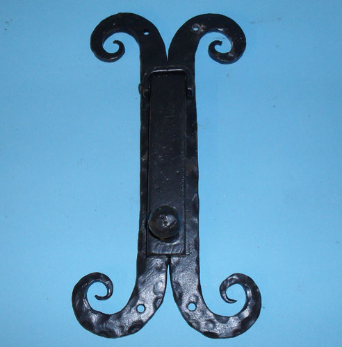 Heavy duty door knocker with hand forge scrolled back plate