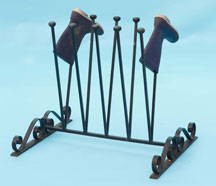 Fancy boot stand with hand forged scrolls - 5 pairs